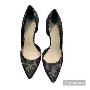 Jessica Simpson Gold Brown Floral heels